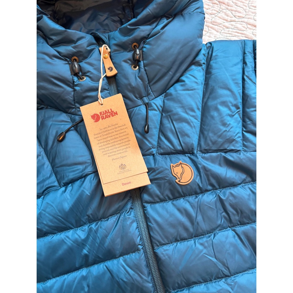 Fjallraven Snow Flake Parka Deep Sea Blue Down Puffer Coat Womens Medium - Picture 3 of 7
